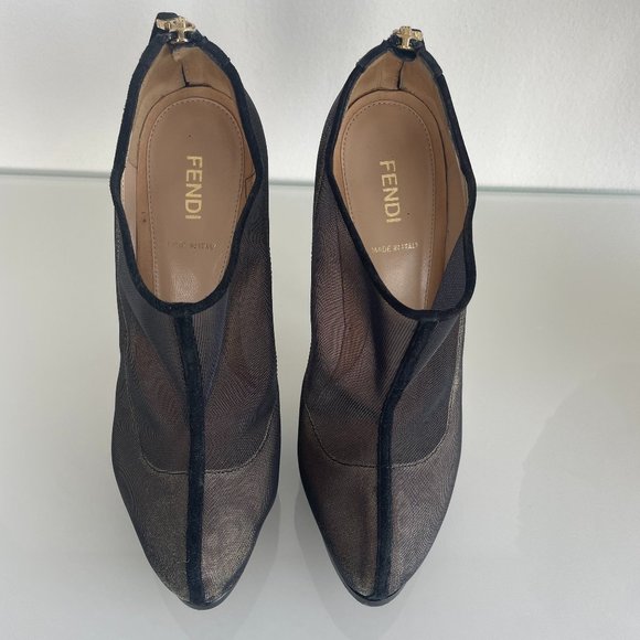 Fendi Black Mesh Platform Booties like new - Picture 2 of 3